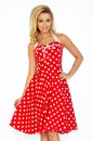 30-21 Rockabilly pin up sukienka - CZERWONA w białe kropki - BEZ GORSETU Z TYŁU